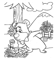 A coloring page of yogi bear